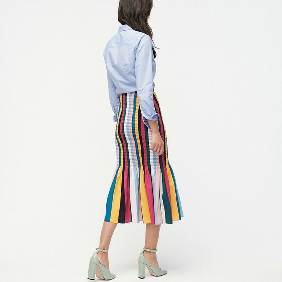 J. CREW Smocked Midi Skirt Monaco Blue Iris 00 - Picture 10 of 10